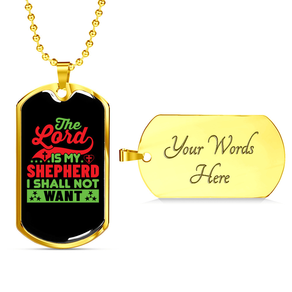 The Lord Is My Shepherd Christian Necklace Stainless Steel Or 18k Gold Dog Tag 2